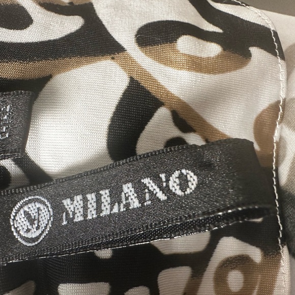 MILANO Women’s Medium Sleeveless Geometric Print Gold Metal Sleeve Strap Blouse - Picture 6 of 10